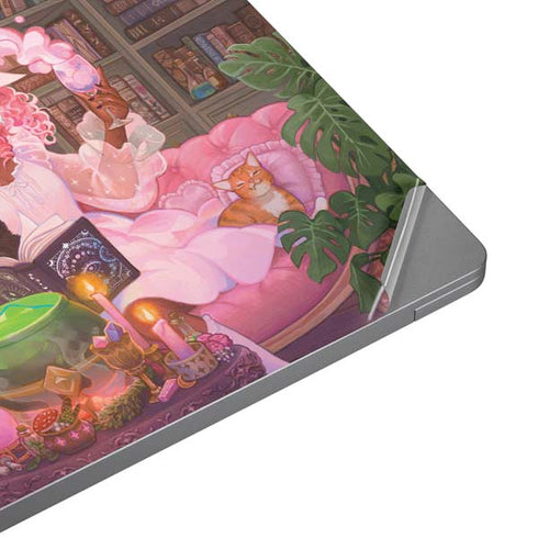 Pink Anime Witch Girls in Library with Cats by Ivy Dolamore Laptop Skins